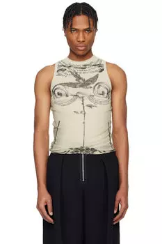 Бежевый топ «The Tattoo Rose and Bird» Jean Paul Gaultier