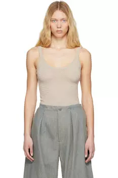 Бежевый топ-топ стретч-пуантиль Lauren Manoogian