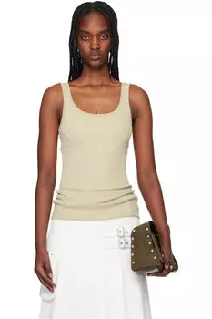 Бежевый топ в рубчик OPEN YY