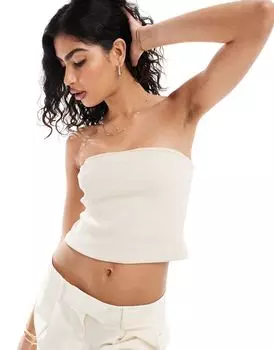 Бежевый топ в рубчик с логотипом 4th & Reckless