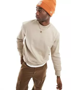 Бежевый тяжелый свитшот оверсайз ASOS DESIGN