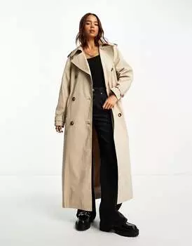 Бежевый тренч макси премиум-класса Miss Selfridge
