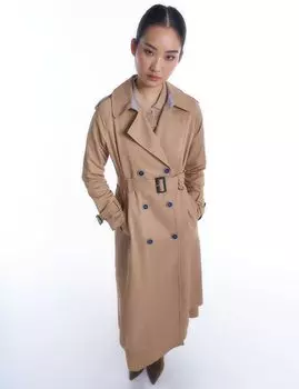 Бежевый тренч с поясом и эполетами KYR