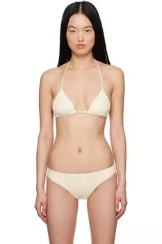 Бежевый треугольный бикини-топ Jil Sander