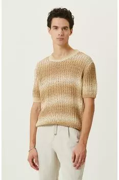 Бежевый трикотажный свитер с коротким рукавом с градиентом Network, бежевый