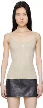 Бежевый трикотажный топ Reedition Courreges