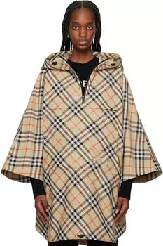 Бежевый твиловый пиджак-накидка Packaway Check Burberry