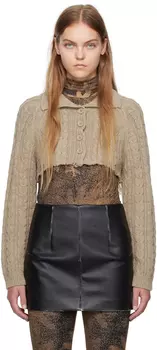 Бежевый укороченный кардиган MM6 Maison Margiela