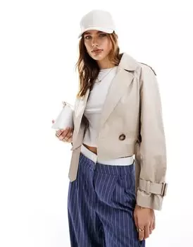 Бежевый укороченный тренч Miss Selfridge