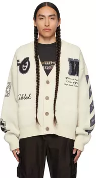 Бежевый университетский кардиган Moon Off-White