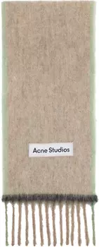Бежевый узкий шерстяной мохеровый шарф Acne Studios