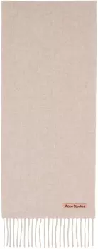 Бежевый узкий шерстяной шарф с бахромой Acne Studios, Oatmeal melange