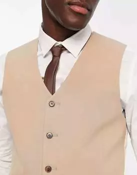 Бежевый узкий жилет ASOS