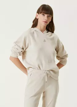 Бежевый вафельный свитшот оверсайз с капюшоном Bassigue