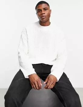 Бежевый вязаный джемпер с контрастными косами ASOS DESIGN