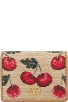 Бежевый жаккардовый кошелек VLogo Signature Cherryfic Valentino Garavani