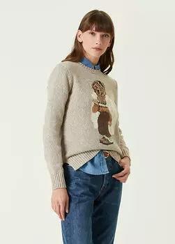 Бежевый жаккардовый свитер polo bear Polo Ralph Lauren