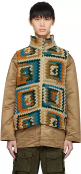 Бежевый жаккардовый жилет Engineered Garments