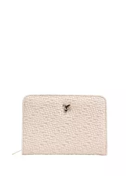 Бежевый женский плетеный кошелек Fabrika