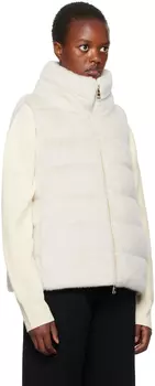 Бежевый женский пуховик из искусственного меха шантильи Herno