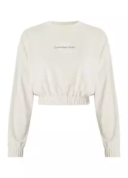 Бежевый женский свитшот с круглым вырезом Calvin Klein Jeans
