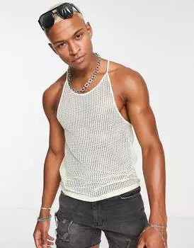 Бежевый жилет из открытой сетки ASOS DESIGN