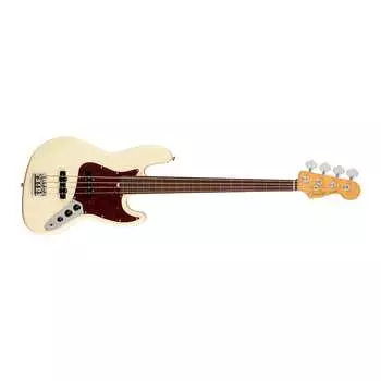 Безладовая бас-гитара Fender American Professional II Jazz Bass с легкими клавишами в винтажном стиле, коническими валами, кленовым грифом в форме буквы «С» (накладка из палисандра, олимпийский белый)