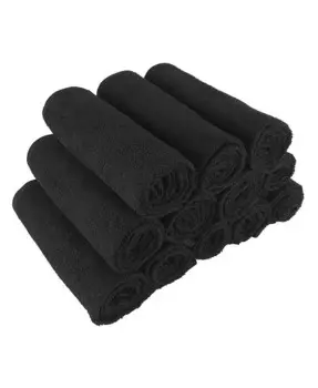 Безопасные для отбеливания хлопковые салонные полотенца (в упаковке 12 шт.), полноразмерные 16x28 дюймов, однотонные, впитывающие полотенца для сушки волос, идеально подходят для салонов и спа-салонов Arkwright Home, черный