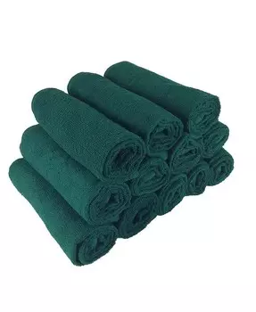 Безопасные для отбеливания хлопковые салонные полотенца (в упаковке 12 шт.), полноразмерные 16x28 дюймов, однотонные, впитывающие полотенца для сушки волос, идеально подходят для салонов и спа-салонов Arkwright Home, зеленый
