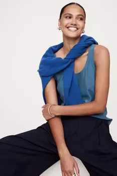 Безрукавка из 100% шелка Banana Republic, синий