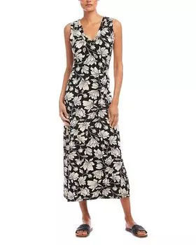 Безрукавное платье миди с V-образным вырезом Karen Kane, черный