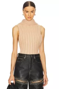 Безрукавный перекрученный топ Area, бежевый