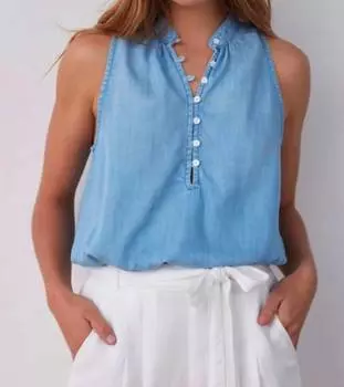 Безрукавный пуловер с эластичной талией в карибском стиле Bella Dahl, цвет caribbean wash