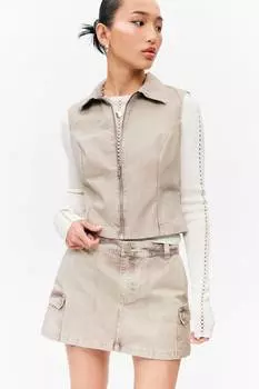 Безрукавный твиловый жилет Monki, розовый