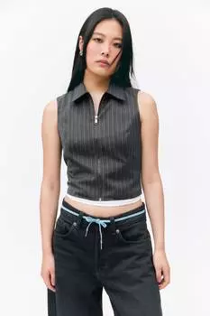 Безрукавный твиловый жилет Monki, серый