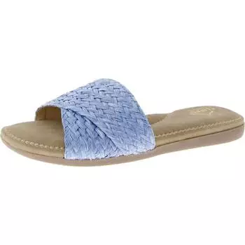 Безупречные женские плетеные сандалии на плоской подошве Cliffs by White Mountain, цвет blue/raffia