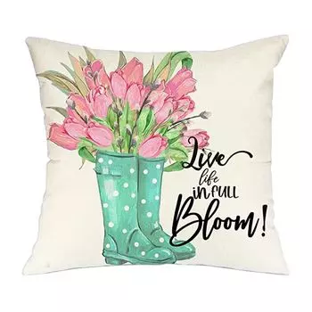Безворсовый чехол для подушки, супер мягкий льняной чехол с невидимой застежкой, велосипедный чехол для подушки с цветком, домашний декор-D Stuttg