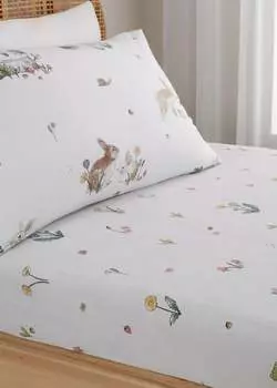 Bianca Fine Linens Простыня Bunny Rabbit Friends из хлопка на подгонке, бежевый