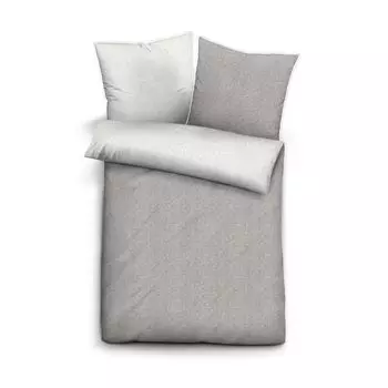 Biberna меланжевое фланелевое постельное белье STORM GREY 135/200см + 80/80см