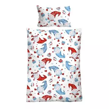 Biberna тонкое фланелевое постельное белье 0005173 KIDS CHRISTMAS цвет: голубиный, размер: 1x 100x135 см + 1x 40x60 см