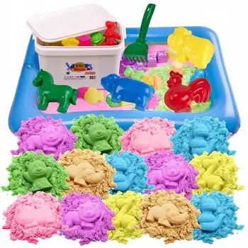 Bibimoon Kinetic Sand 14 кг, набор форм для песочницы Inna marka