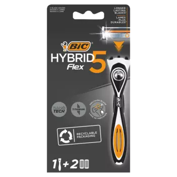 Bic Hybrid5 Flex бритва, 1 шт. + картриджи, 2 шт./1 уп.