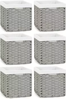 Bidtakay, 6 упаковок плетеных кубических корзин с вкладышами, светло-серый 11-дюймовый органайзер для хранения кубов для полок шкафа