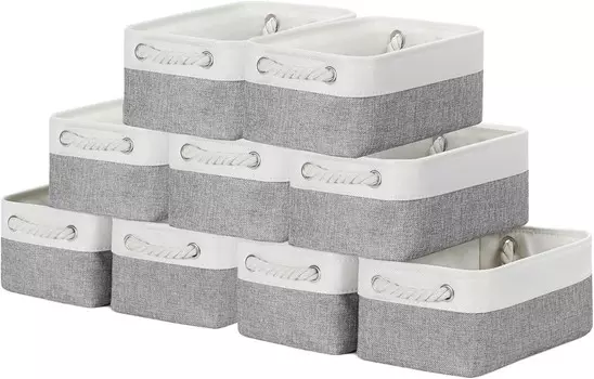 Bidtakay, 9 небольших корзин для организации хранения ткани, корзины для хранения на полках, складные ящики для хранения в шкафу с ручками, корзины-органайзеры для белья