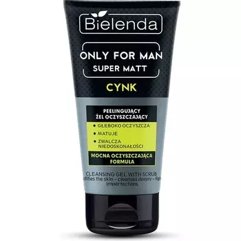 Bielenda Only For Men Очищающий пилинг-гель для лица Super Mat 150 мл - глубоко очищает, освежает и отшелушивает, Healthcentre
