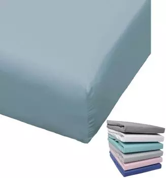 Bierbaum Biber Простыня на подгонке Хлопок 180 x 200 см Белый Серый Синий Розовый Бирюзовый Серебристый Сиреневый Зеленый Серо-коричневый Круглая резинка, Цвет: Джинсы