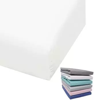 Bierbaum Biber Простыня на резинке Хлопок 150 x 200 см Белый Серый Синий Розовый Бирюзовый Серебристый Сиреневый Зеленый Серо-коричневый Круглый Эластичный, Цвет: Белый