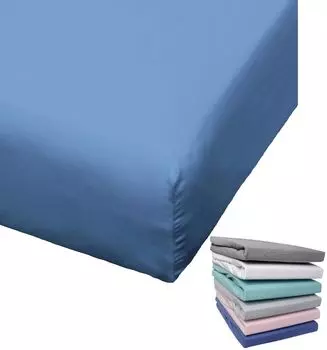 Bierbaum Biber Простыня на резинке Хлопок 180 x 200 см Белый Серый Синий Розовый Бирюзовый Серебристый Сиреневый Зеленый Серо-коричневый Круглый Эластичный, Цвет: Синий