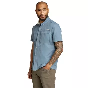 Big & Tall Eddie Bauer Рубашка на пуговицах с короткими рукавами Ripstop Guide, цвет Chambray Blue