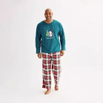 Big & Tall Jammies For Your Families Комплект пижамного верха и трусов с Санта-Клаусом Jingle Bell Rock Cuddl Duds, цвет Medium Skin Tone Santa
